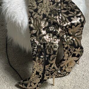 Floral Sequin Over-the-Knee Boots